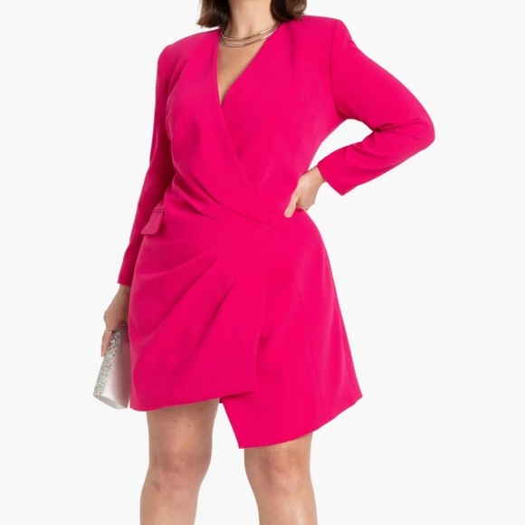 Eloquii Sharp Shoulder Long Sleeve Blazer Dress In Pink Size 16 NWT'S - Picture 1 of 13